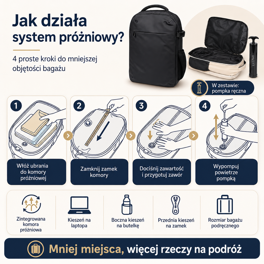 Próżniowy plecak podróżniczy Zelena