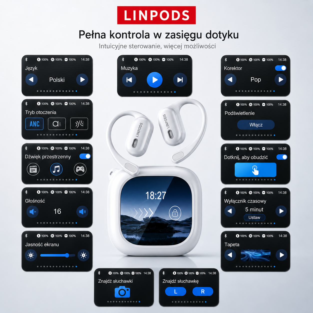 LinPods PRO – Inteligentne Słuchawki z Tłumaczem AI i Ekranem LCD