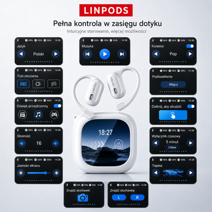 LinPods PRO – Inteligentne Słuchawki z Tłumaczem AI i Ekranem LCD