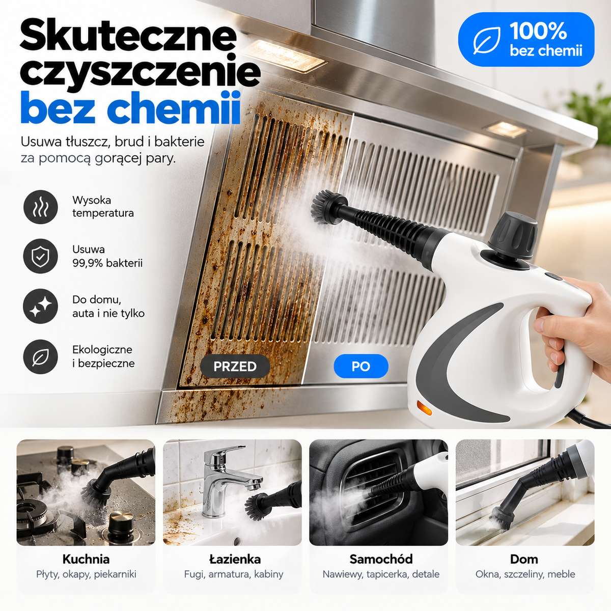 Zelena SteamGo™ – Ręczna Myjka Parowa