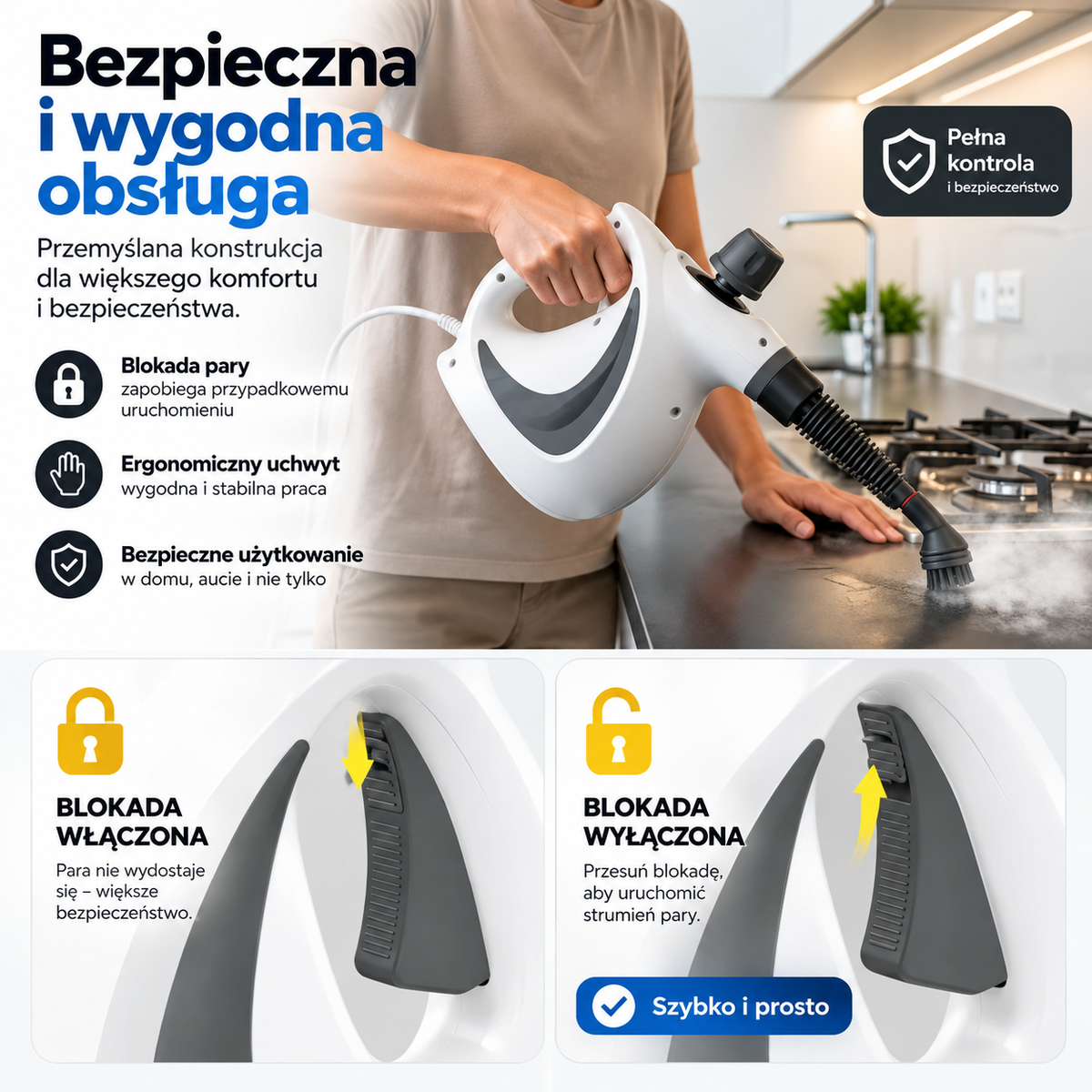 Zelena SteamGo™ – Ręczna Myjka Parowa
