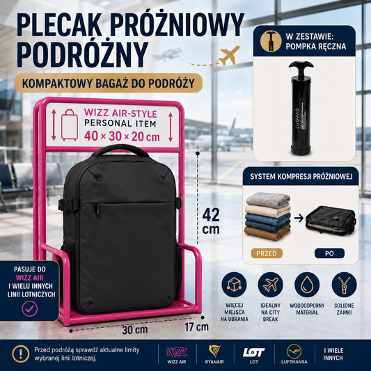 Próżniowy plecak podróżniczy Zelena