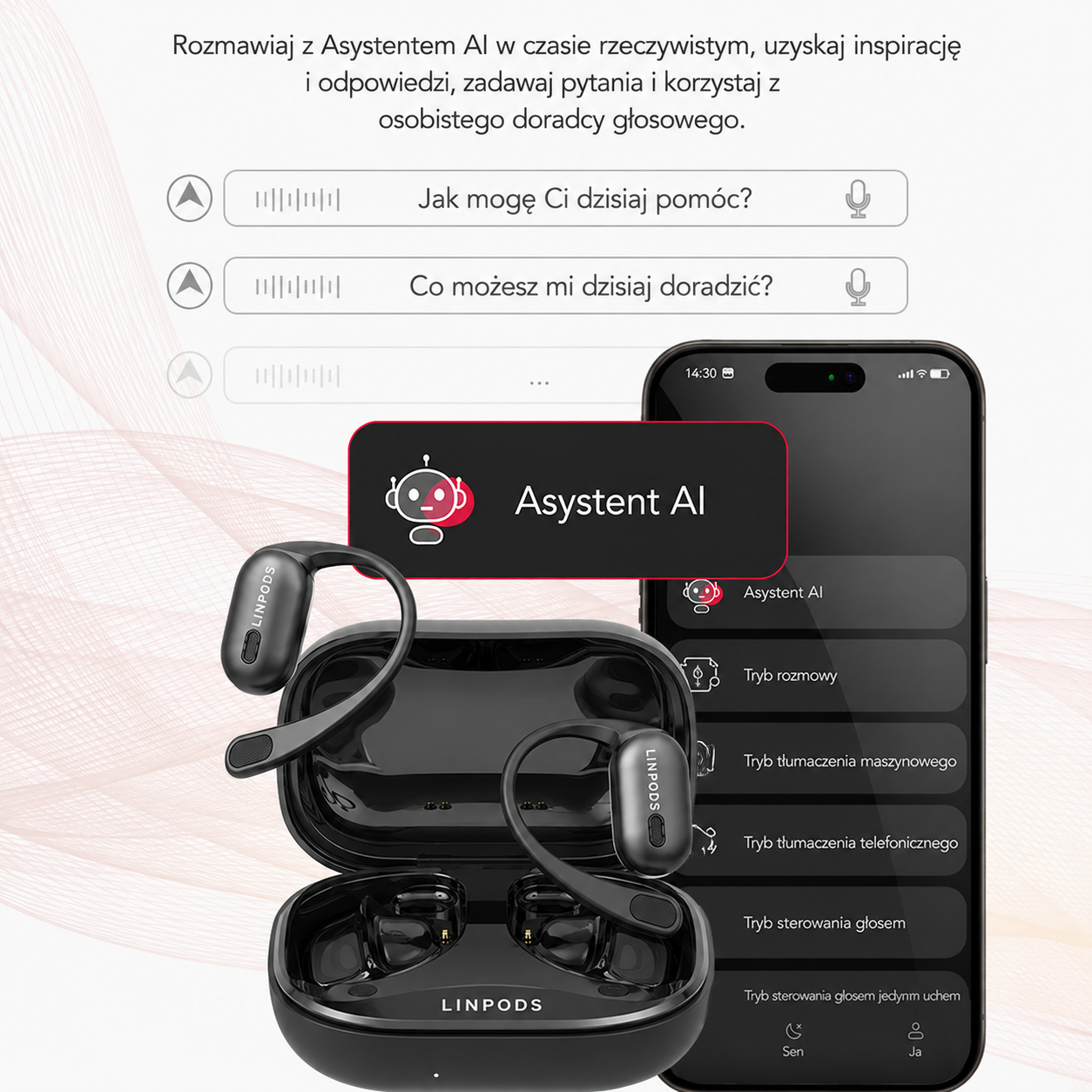 LinPods PRO – Inteligentne Słuchawki z Tłumaczem AI i Ekranem LCD