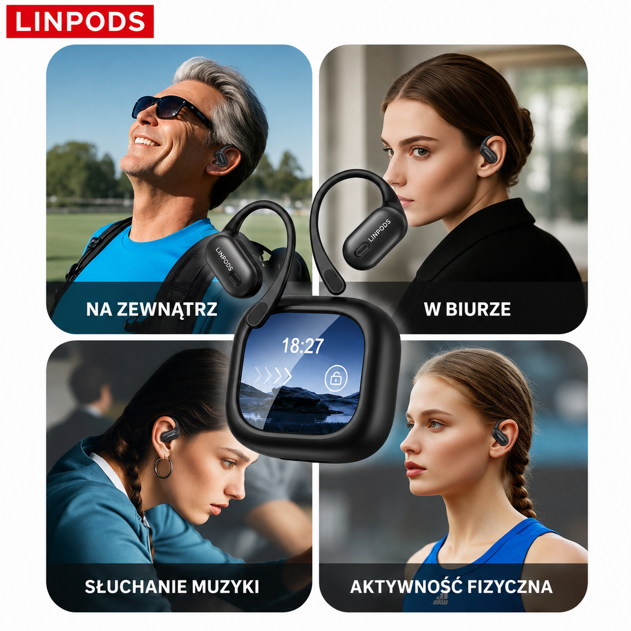 LinPods PRO – Inteligentne Słuchawki z Tłumaczem AI i Ekranem LCD
