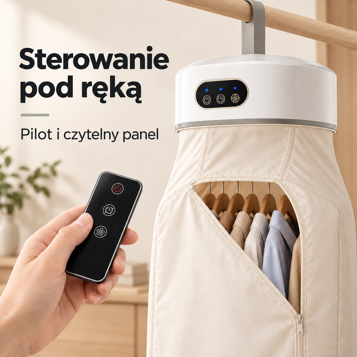 Zelena DryGo – sterowanie pilotem i panel suszarki