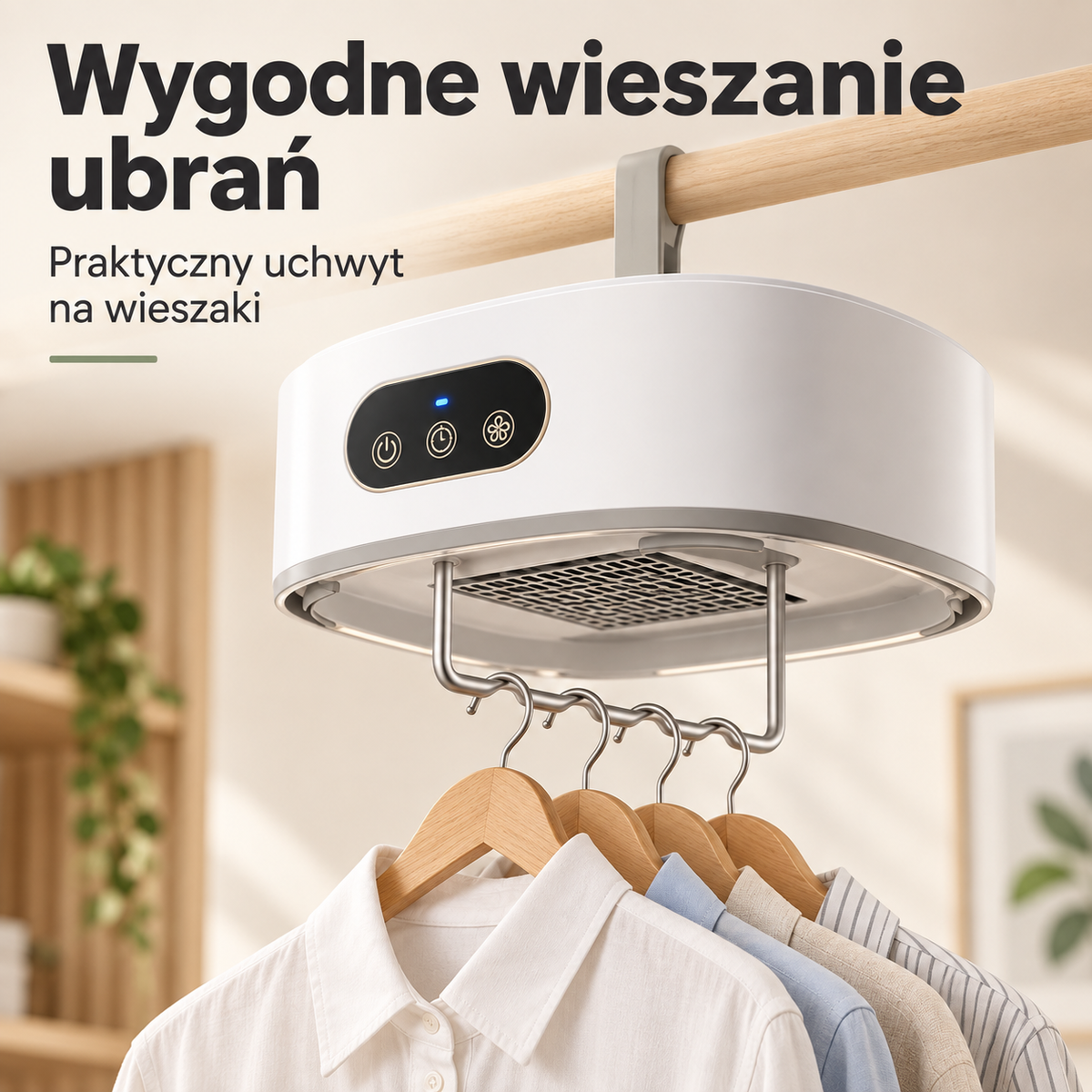 Zelena DryGo – uchwyt na wieszaki i wylot powietrza
